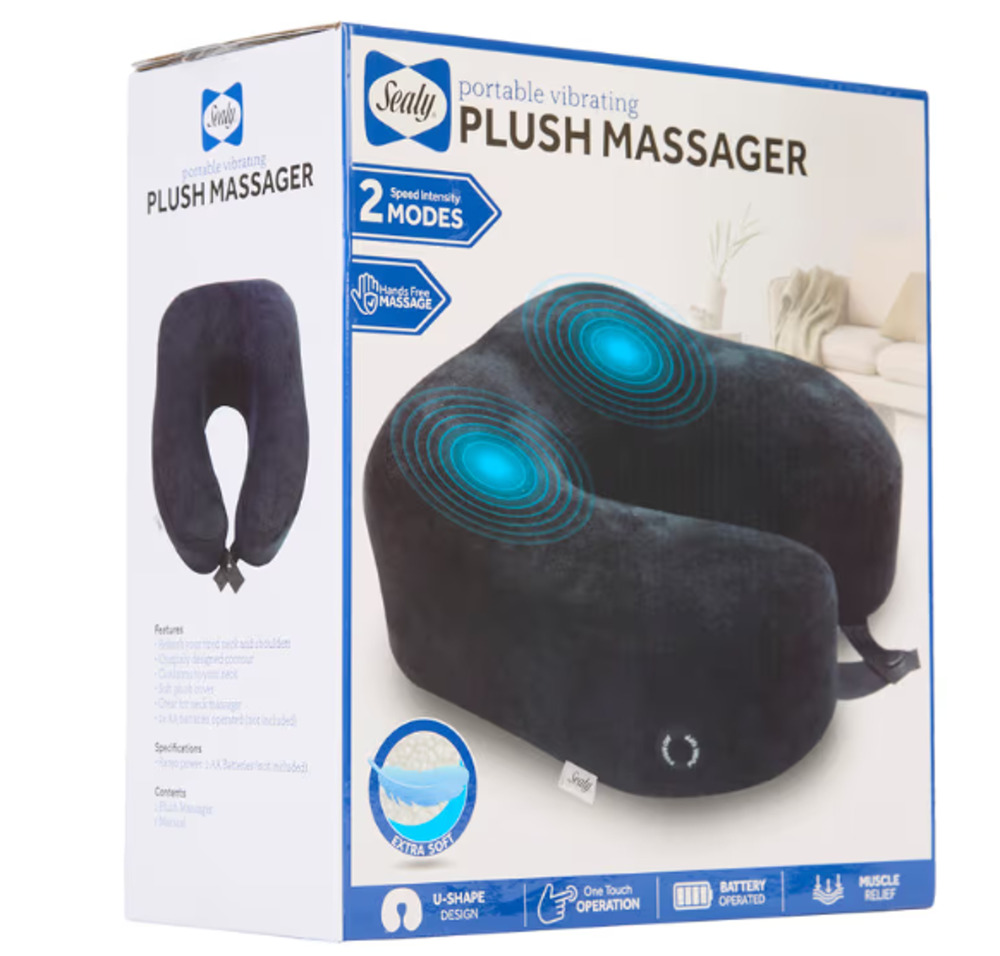 Sealy Plush Neck Shoulder Massager 2 Speed Vibrating Cordless Portable New NIB